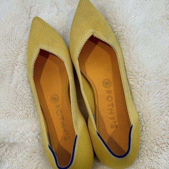 Rothys Shoes 10 Yellow Flat Ballet The Point Washable Eco Recycled 10 Pre Owned - Picture 5 of 7